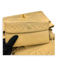 CC Shoulder Bag Beige (Recolored) in Lambskin, Gold hardware