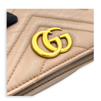 GG Marmont Wallet On Chain Pink in Calfskin, Gold hardware