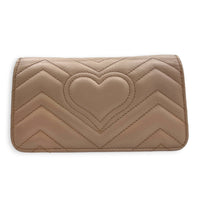 GG Marmont Wallet On Chain Pink in Calfskin, Gold hardware
