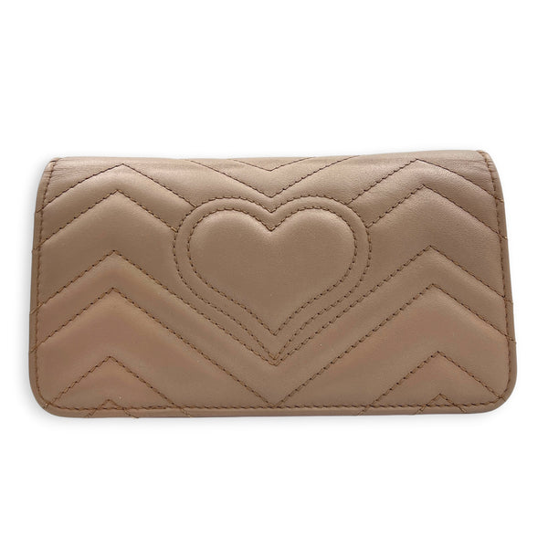 GG Marmont Wallet On Chain Pink in Calfskin, Gold hardware