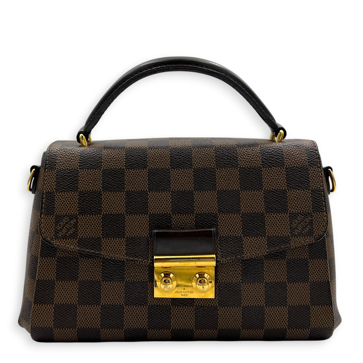 Croisette Shoulder Bag Ebene in Coated Canvas, Gold hardware