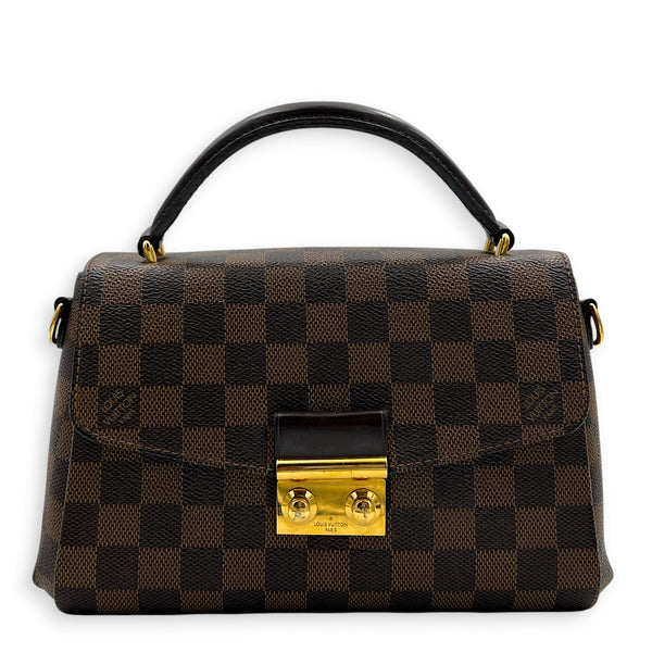 Croisette Shoulder Bag Ebene in Coated Canvas, Gold hardware