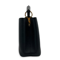 Capucines BB Black Top Handle Bag in Taurillon Leather, Gold hardware