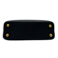 Capucines BB Black Top Handle Bag in Taurillon Leather, Gold hardware