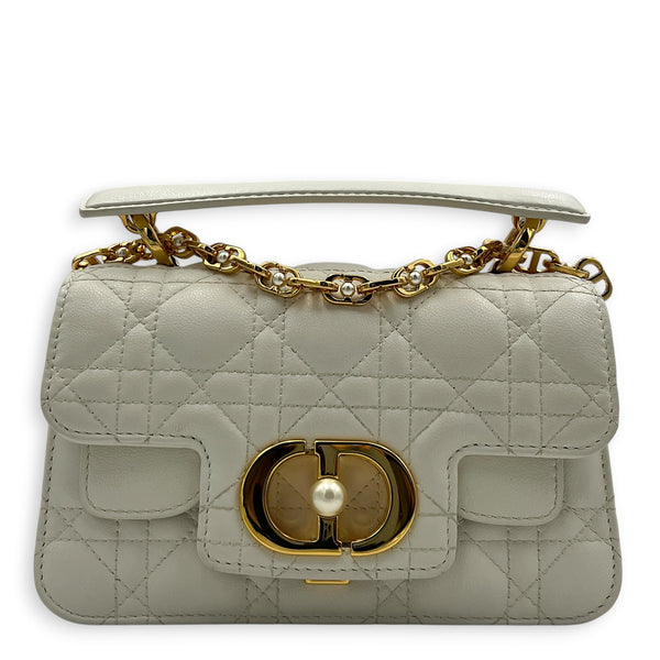 Jolie Mini White Shoulder Bag in Calfskin, Gold hardware