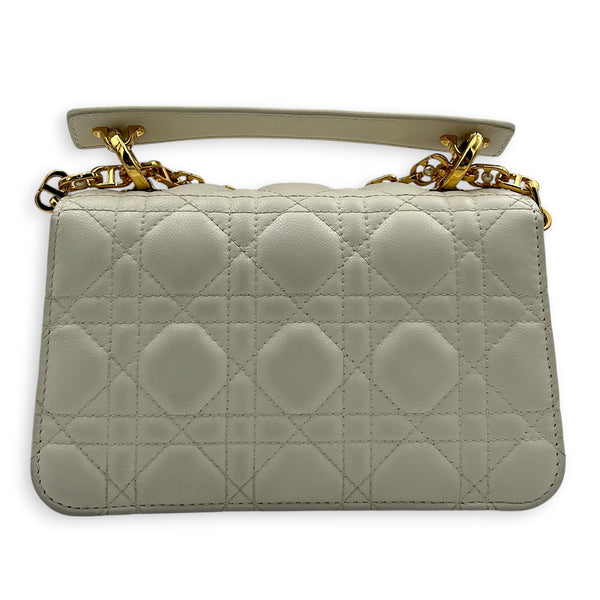 Jolie Mini White Shoulder Bag in Calfskin, Gold hardware