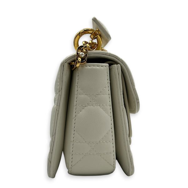 Jolie Mini White Shoulder Bag in Calfskin, Gold hardware