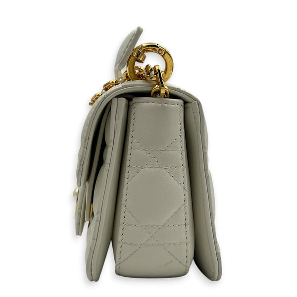 Jolie Mini White Shoulder Bag in Calfskin, Gold hardware