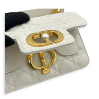 Jolie Mini White Shoulder Bag in Calfskin, Gold hardware