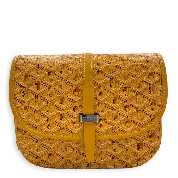 Belvedere Crossbody Bag PM Yellow in Coated Canvas, Silver hardware
