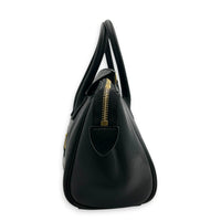 Little Luggage Black Top Handle Bag in Shiny Lambskin, Gold hardware