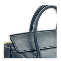 Little Luggage Black Top Handle Bag in Shiny Lambskin, Gold hardware