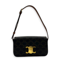 Triomphe Crossbody Bag Medium Tan in Coated Canvas, Gold hardware