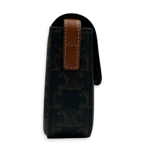 Triomphe Crossbody Bag Medium Tan in Coated Canvas, Gold hardware