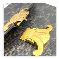 Triomphe Crossbody Bag Medium Tan in Coated Canvas, Gold hardware