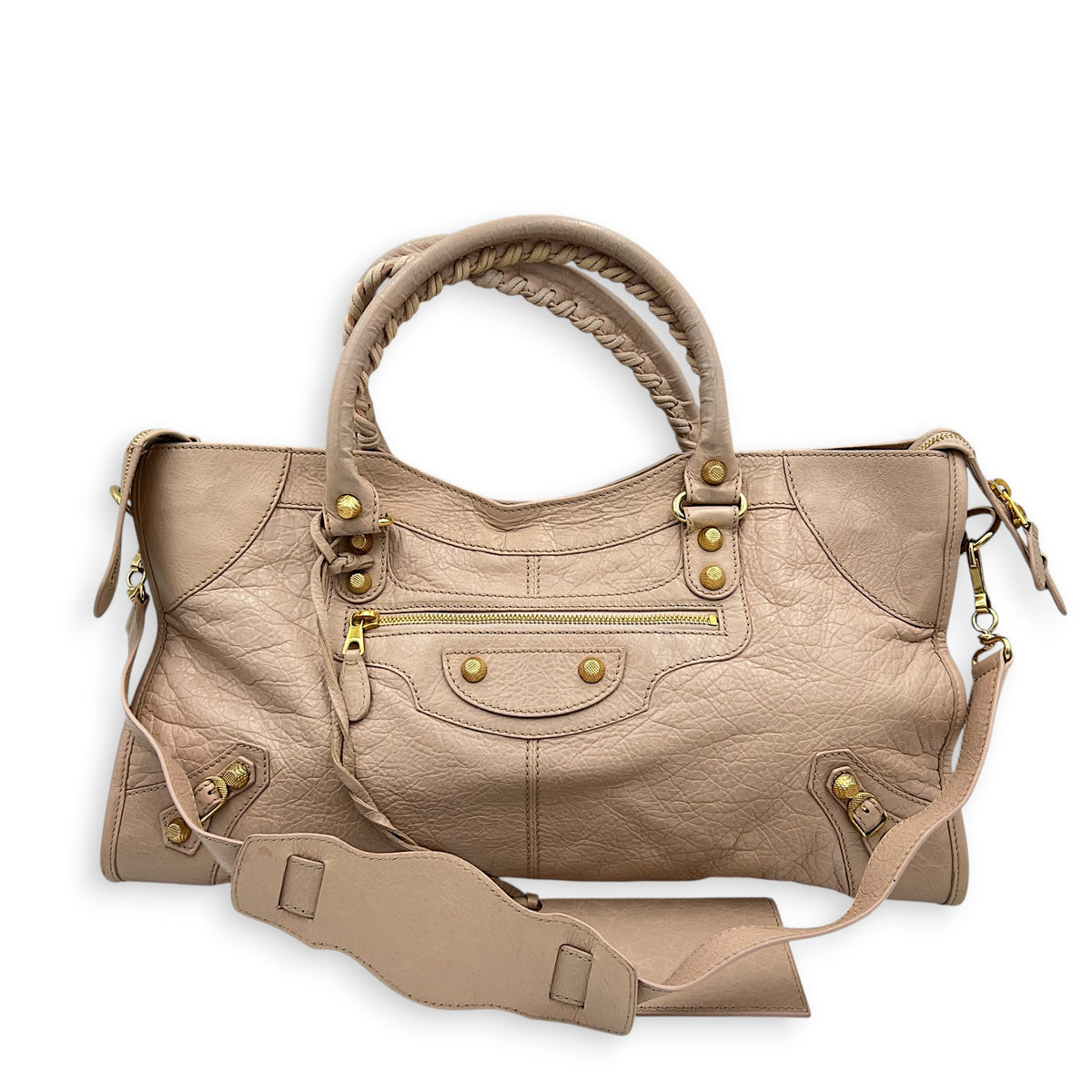 City Medium Pink Top Handle Bag in Lambskin, Gold hardware