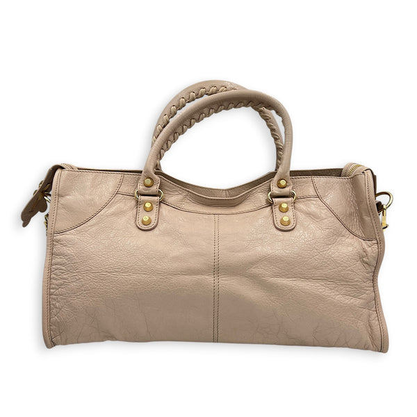 City Medium Pink Top Handle Bag in Lambskin, Gold hardware