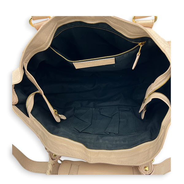 City Medium Pink Top Handle Bag in Lambskin, Gold hardware