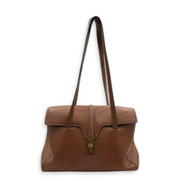 16 Tote Bag Brown in Calfskin, Gold hardware