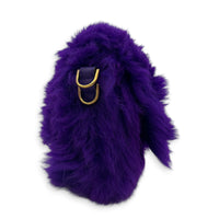 Baguette Crossbody Bag Purple in Shearling, Gold hardware