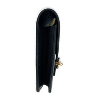 Roulis Slim Compact Noir Wallet in Chevre Mysore, Gold hardware