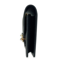 Roulis Slim Compact Noir Wallet in Chevre Mysore, Gold hardware