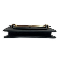 Roulis Slim Compact Noir Wallet in Chevre Mysore, Gold hardware