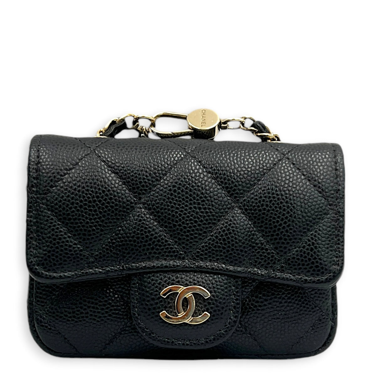 CC Belt Bag Mini Black in Caviar Leather, Gold hardware