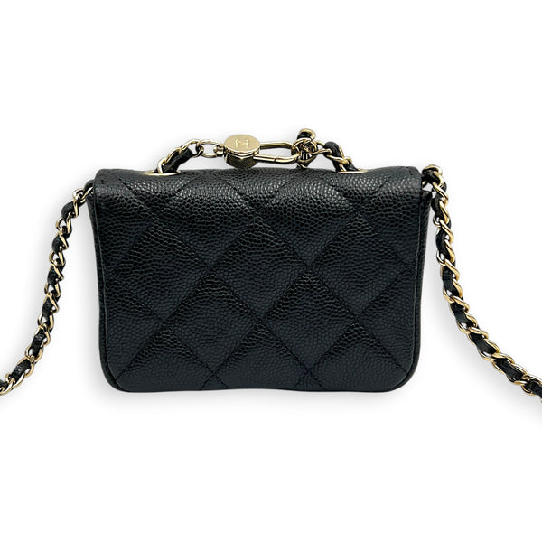 CC Belt Bag Mini Black in Caviar Leather, Gold hardware