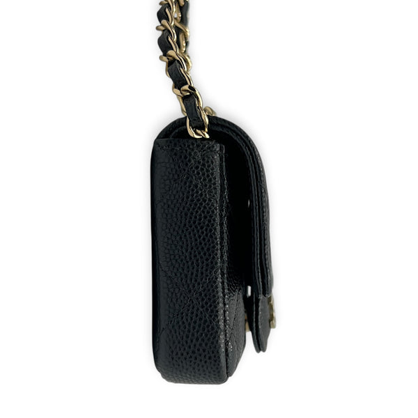CC Belt Bag Mini Black in Caviar Leather, Gold hardware