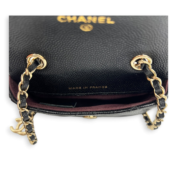 CC Belt Bag Mini Black in Caviar Leather, Gold hardware