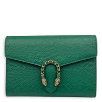 Dionysus Wallet On Chain Green in Calfskin, Ruthenium hardware