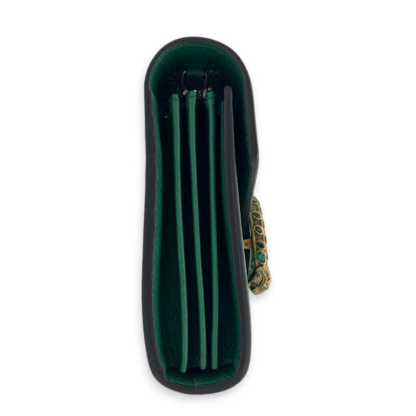 Dionysus Wallet On Chain Green in Calfskin, Ruthenium hardware
