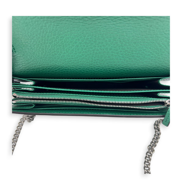 Dionysus Wallet On Chain Green in Calfskin, Ruthenium hardware