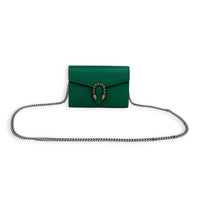 Dionysus Wallet On Chain Green in Calfskin, Ruthenium hardware