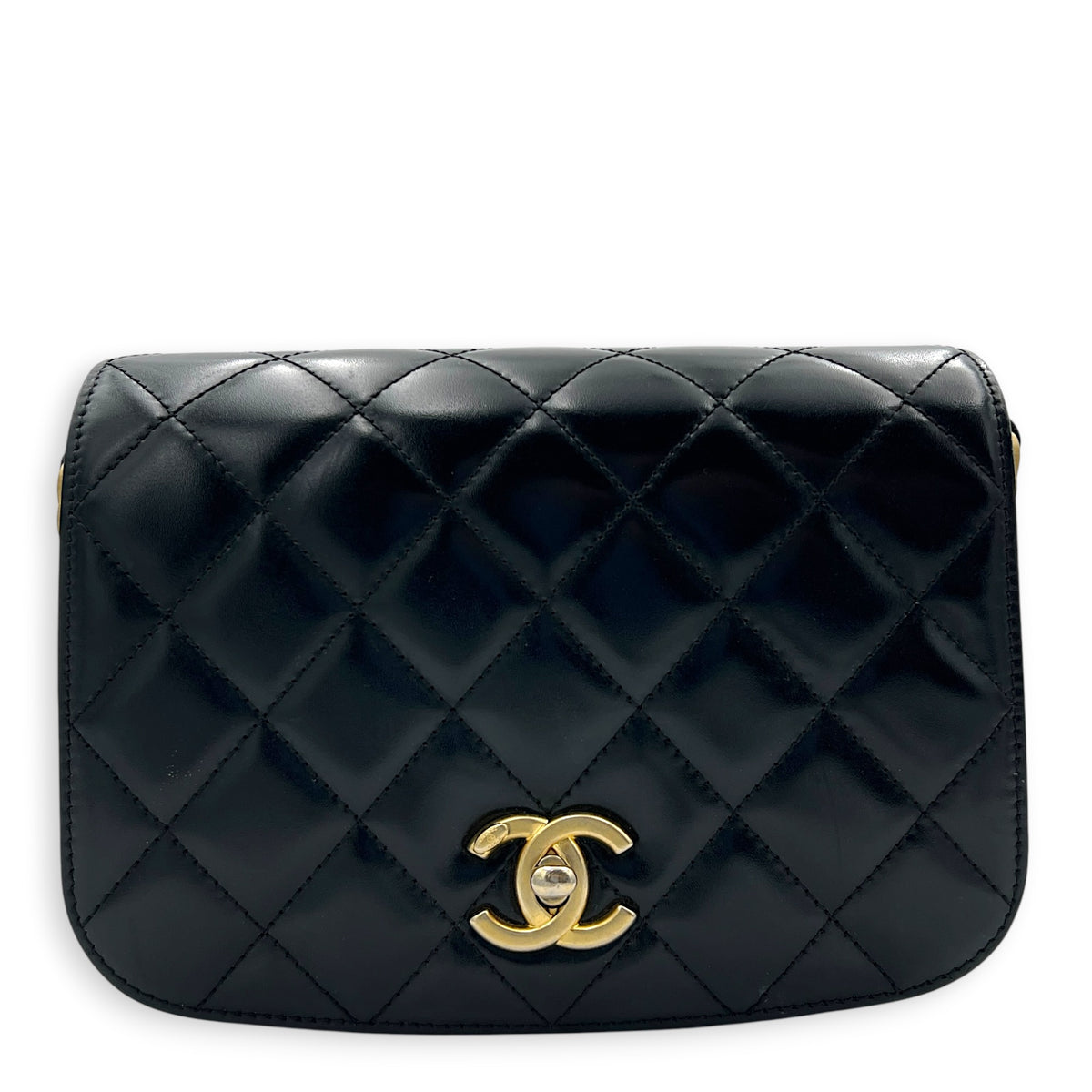 CC Black Messenger in Calfskin, Gold hardware