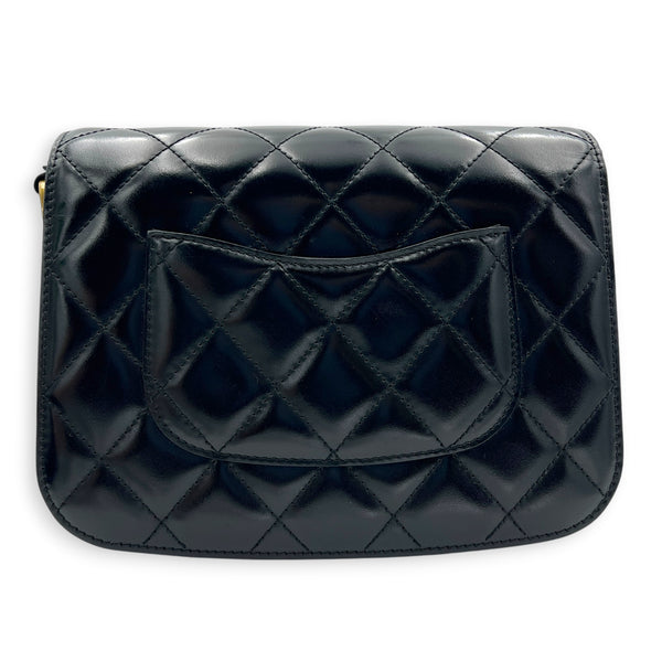 CC Black Messenger in Calfskin, Gold hardware