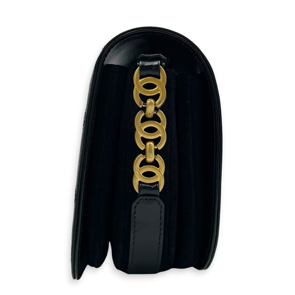 CC Black Messenger in Calfskin, Gold hardware