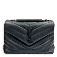 Loulou Shoulder Bag Small Black in Calfskin, Black hardware