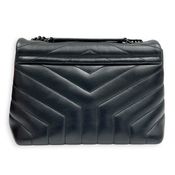 Loulou Shoulder Bag Small Black in Calfskin, Black hardware