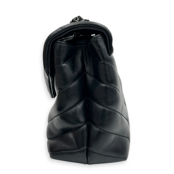 Loulou Shoulder Bag Small Black in Calfskin, Black hardware