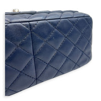 CC Chevron Shoulder Bag Navy Blue in Calfskin, Silver hardware