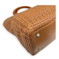 Soft Lady Dior Large Brown Woven Leather Top Handle Bag in Calfskin, Silver hardware
