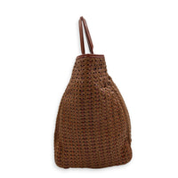 Soft Lady Dior Large Brown Woven Leather Top Handle Bag in Calfskin, Silver hardware