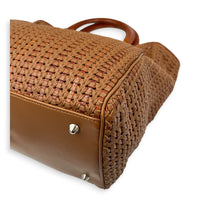 Soft Lady Dior Large Brown Woven Leather Top Handle Bag in Calfskin, Silver hardware