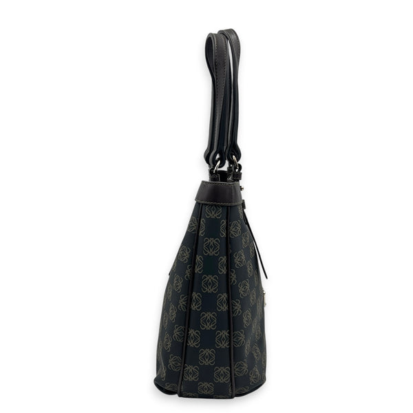 Anagram Tote Bag Black in Coated Canvas, Silver hardware