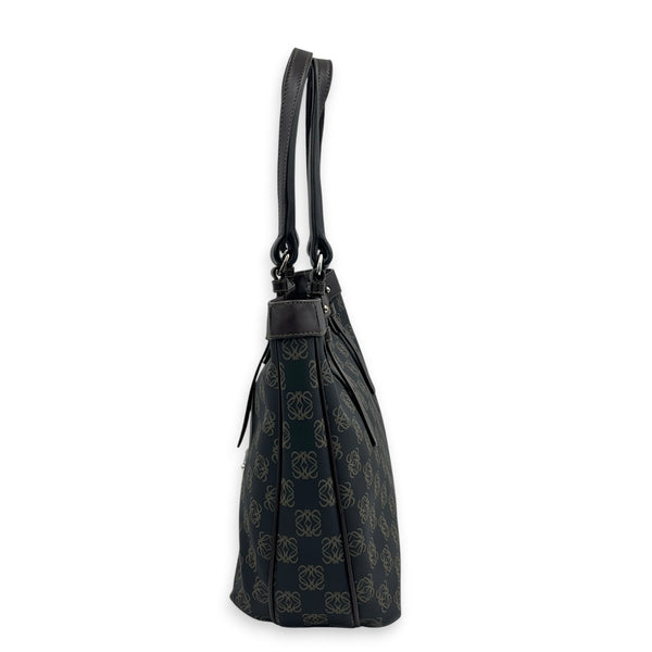 Anagram Tote Bag Black in Coated Canvas, Silver hardware