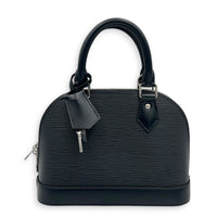 Alma BB Black Top Handle Bag in Epi Leather, Silver hardware