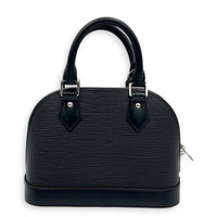 Alma BB Black Top Handle Bag in Epi Leather, Silver hardware