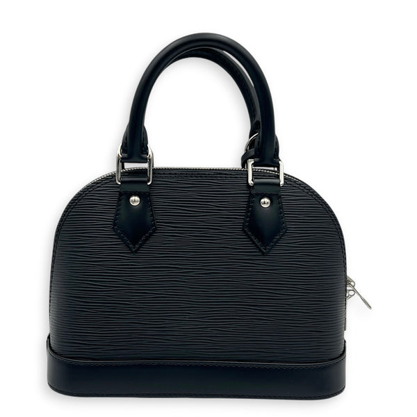 Alma BB Black Top Handle Bag in Epi Leather, Silver hardware